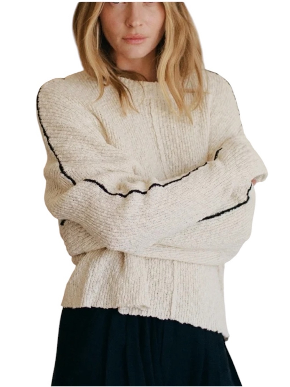 a.ren Venni Sweater in cream textured knit oversize size S